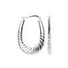Sterling Silver Earrings - Silver Twisted Ridge Oval Creoles - by Hearts Forever Jewellers