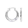 Sterling Silver Earrings - Silver Ribbed Edge Creoles - by Hearts Forever Jewellers