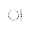 Sterling Silver Earrings - Silver 15mm Hoop, Checkerboard Design - by Hearts Forever Jewellers
