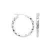 Sterling Silver Earrings - Silver 20mm Hoop, Checkerboard Design - by Hearts Forever Jewellers