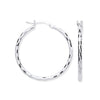 Sterling Silver Earrings - Silver 25mm Hoop, Checkerboard Design - by Hearts Forever Jewellers