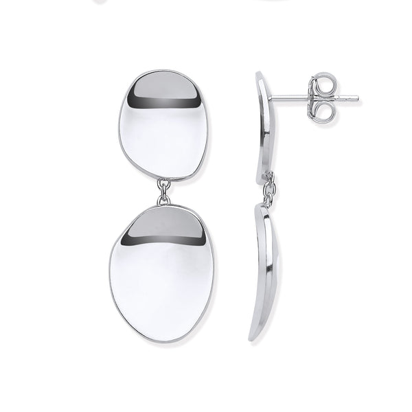 Sterling Silver Ring - Silver Shiny Disc Design Drop Earrings - by Hearts Forever Jewellers