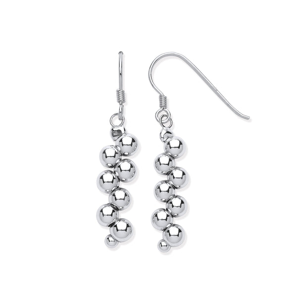 Sterling Silver Ring - Silver Cluster Bead Balls Drop Earrings - by Hearts Forever Jewellers