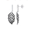 Sterling Silver Cubic Zirconia Ring - Silver Black & Clear CZ Leaf Drop Earrings - by Hearts Forever Jewellers