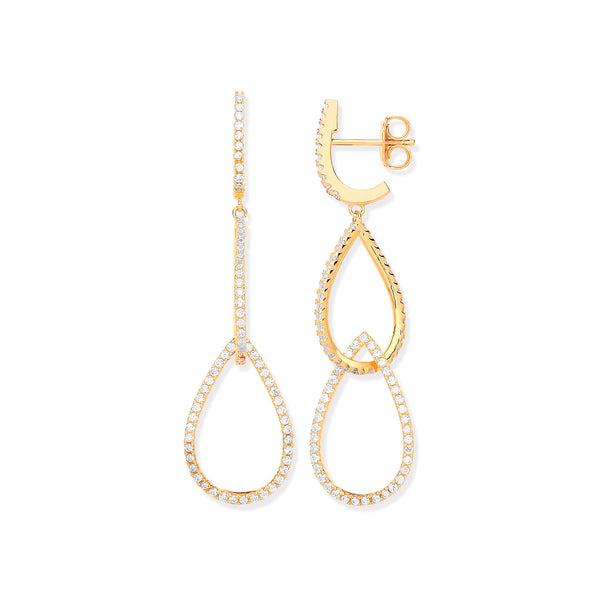 Sterling Silver Cubic Zirconia Ring - Silver YG Plated CZ Pear Shape Drop Earrings - by Hearts Forever Jewellers