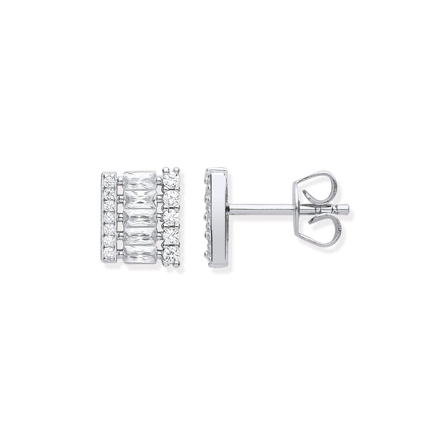 Sterling Silver Cubic Zirconia Ring - Silver Asymmetric CZ Stud Earrings - by Hearts Forever Jewellers