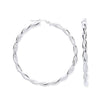 Sterling Silver Ring - Silver Twist Hoop 50mm Earrings - by Hearts Forever Jewellers