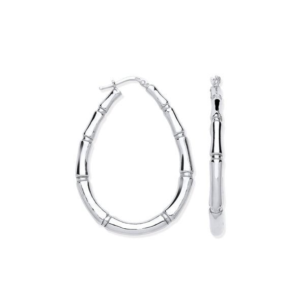 Sterling Silver Ring - Silver Bamboo Large Creole Earrings - by Hearts Forever Jewellers