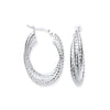Sterling Silver Ring - Silver Ribbed Oval 3 Row Hoop Earrings - by Hearts Forever Jewellers