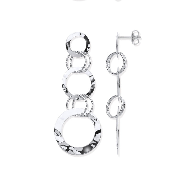 Sterling Silver Ring - Silver Interlinked Circles Drop Earrings - by Hearts Forever Jewellers