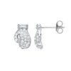 Sterling Silver Cubic Zirconia Ring - Silver Cz Boxing Gloves Stud Earrings - by Hearts Forever Jewellers