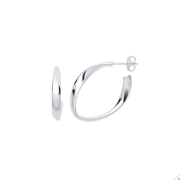 Sterling Silver Ring - Silver Oval Twisted Hoop Earrings - by Hearts Forever Jewellers