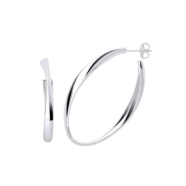 Sterling Silver Ring - Silver Oval Twisted Large Hoop Earrings - by Hearts Forever Jewellers