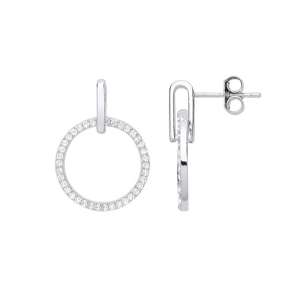 Sterling Silver Cubic Zirconia Ring - Silver Circle of Life CZ Drop Earrings - by Hearts Forever Jewellers