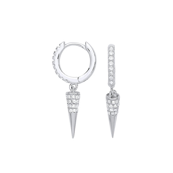 Sterling Silver Cubic Zirconia Ring - Silver Cz Huggies Pin Drop Earrings - by Hearts Forever Jewellers