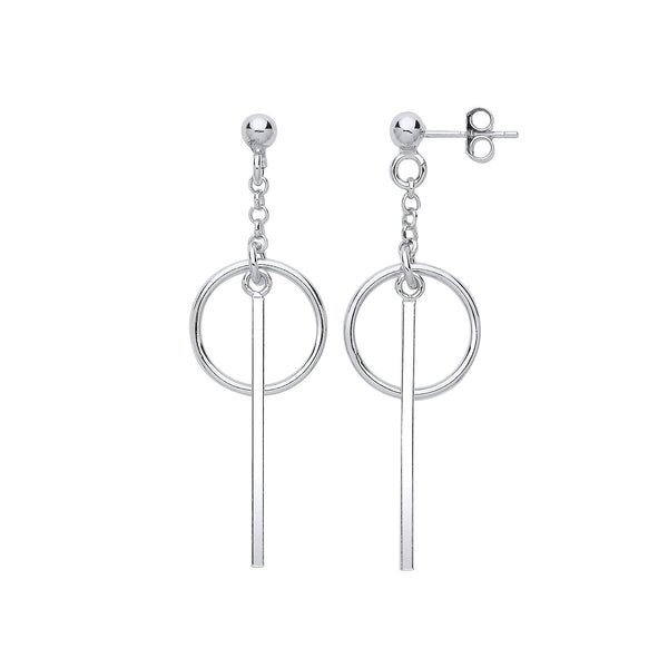 Sterling Silver Ring - Silver Pin & Circle Drop Earrings - by Hearts Forever Jewellers