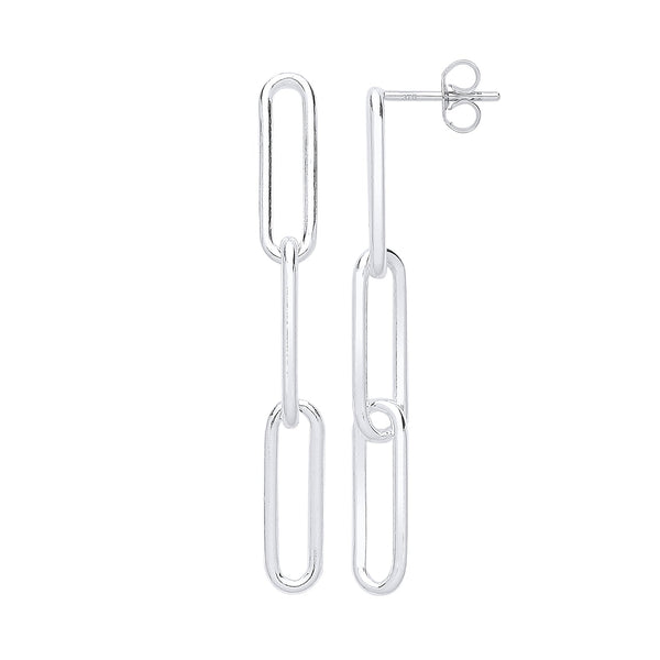 Sterling Silver Ring - Silver Paper Clip Link Drop Earrings - by Hearts Forever Jewellers