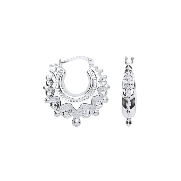 Sterling Silver Earrings - Silver 19.5mm Fancy Creoles - by Hearts Forever Jewellers