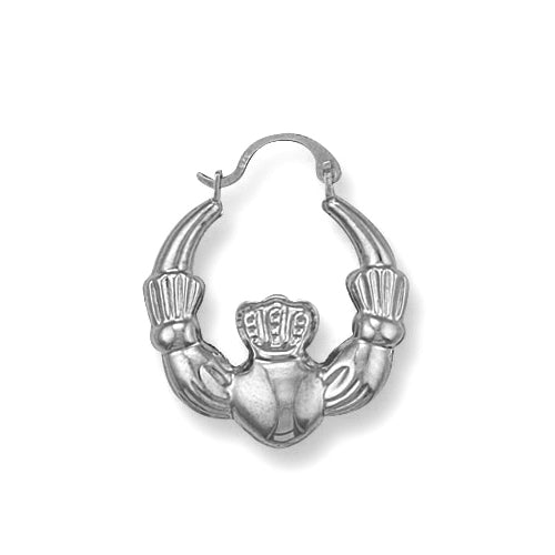 Sterling Silver Ring - Silver Claddagh 20mm Creole Earrings - by Hearts Forever Jewellers