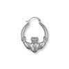 Sterling Silver Ring - Silver Claddagh 25mm Creole Earrings - by Hearts Forever Jewellers