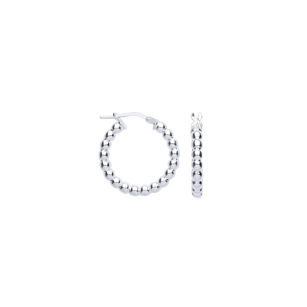 Sterling Silver Ring - Silver Bead 21mm Hoop Earrings - by Hearts Forever Jewellers