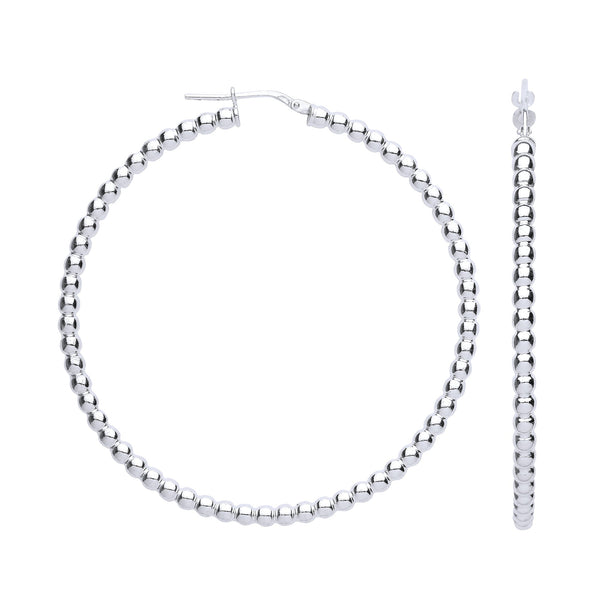 Sterling Silver Ring - Silver Bead 56mm Hoop Earrings - by Hearts Forever Jewellers