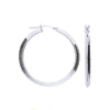 Sterling Silver Ring - Silver Greek Key 35mm Hoop Hollow Earrings - by Hearts Forever Jewellers