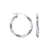 Sterling Silver Ring - Silver Plain & Glitter 25mm Twisted Hoop Earrings - by Hearts Forever Jewellers