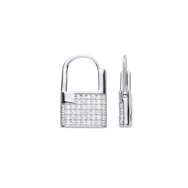 Sterling Silver Cubic Zirconia Ring - Silver CZ Padlock Drop Earrings - by Hearts Forever Jewellers