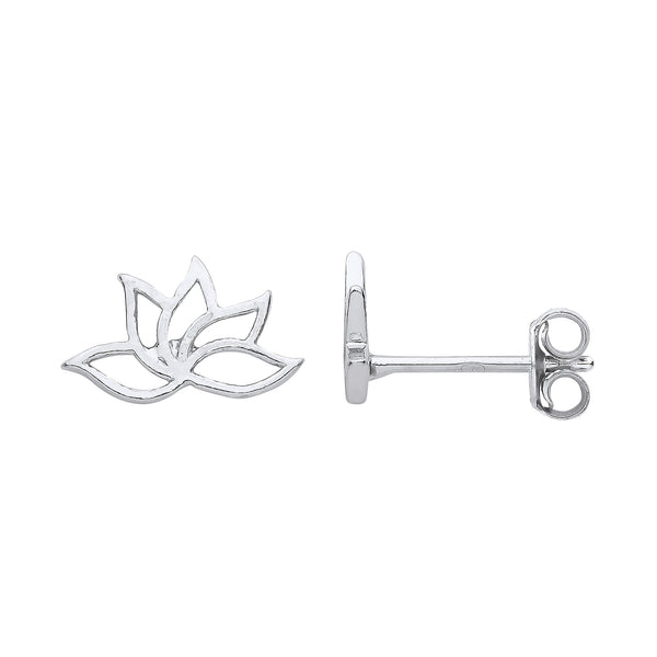 Sterling Silver Ring - Silver Lotus Flower Stud Earrings - by Hearts Forever Jewellers
