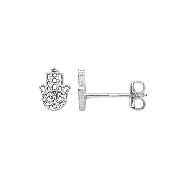 Sterling Silver Ring - Silver Hamsa Hand Stud Earrings - by Hearts Forever Jewellers