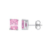 Sterling Silver Cubic Zirconia, Emerald Ring - Silver PINK CZ Emerald Cut Stud Earrings - by Hearts Forever Jewellers