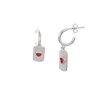 Sterling Silver Ring - Silver Dog Tag Hollow Tube Drop Earrings - by Hearts Forever Jewellers