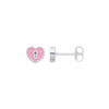 Sterling Silver Ring - Silver Pink Enamel Heart Keyhole Stud Earrings - by Hearts Forever Jewellers