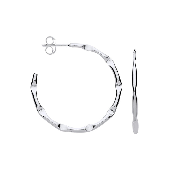 Sterling Silver Ring - Silver 2.0mm Bamboo Hoop Earrings - by Hearts Forever Jewellers