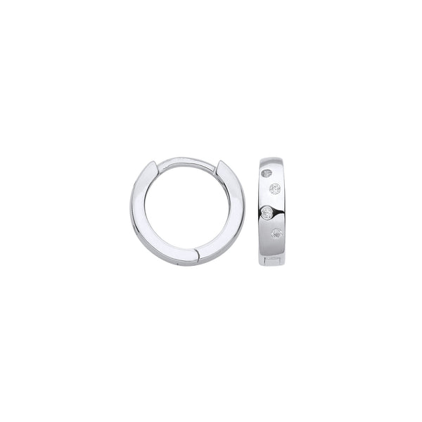Sterling Silver Cubic Zirconia Jewellery - Silver CZ Hinged Huggies - by Hearts Forever Jewellers