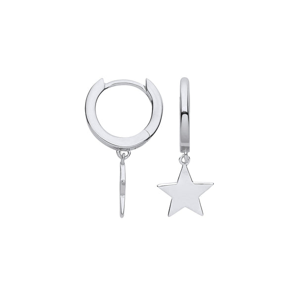 Sterling Silver Jewellery - Silver Star Hinged Huggies - by Hearts Forever Jewellers