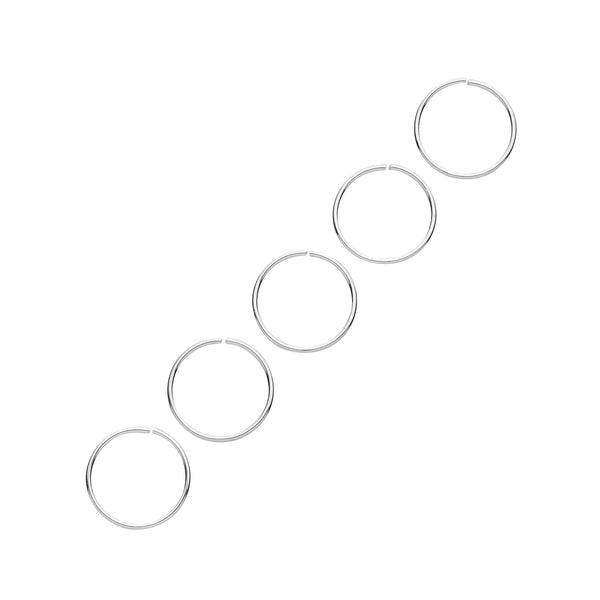 Sterling Silver Ring - Silver 10mm NOSE Hoop Ring (Pack of 5) - by Hearts Forever Jewellers