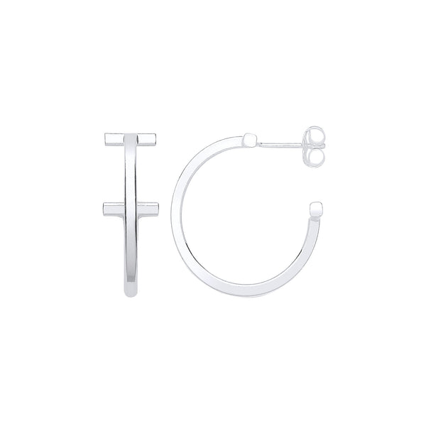 Sterling Silver Ring - Silver T-Hoop 20mm Earrings - by Hearts Forever Jewellers