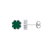 Sterling Silver Earrings - Silver GREEN Enamel Four Leaf Clover Studs - by Hearts Forever Jewellers