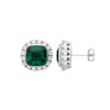 Sterling Silver Cubic Zirconia Ring - Silver Green CZ Halo Stud Earrings - by Hearts Forever Jewellers