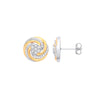 Sterling Silver Cubic Zirconia Earrings - Silver & YG CZ Plated Swirl Stud - by Hearts Forever Jewellers