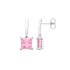Sterling Silver Cubic Zirconia Princess Cut Ring - Silver P/cut Pink CZ Drop Earrings - by Hearts Forever Jewellers