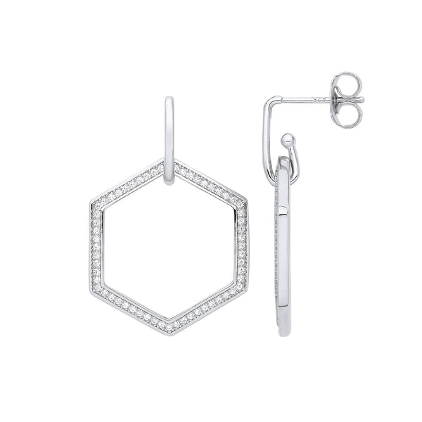 Sterling Silver Cubic Zirconia Ring - Silver Honeycomb CZ Earrings - by Hearts Forever Jewellers