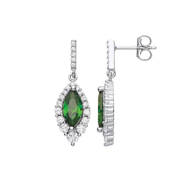 Sterling Silver Cubic Zirconia Ring - Silver Green Marquise CZ Drop Earrings - by Hearts Forever Jewellers