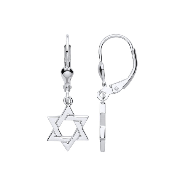 Sterling Silver Ring - Silver Star of David Drop Earrings - by Hearts Forever Jewellers