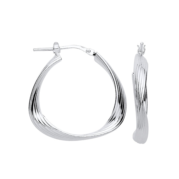 Sterling Silver Ring - Silver Triangle 26mm Twisted Hoop Earrings - by Hearts Forever Jewellers