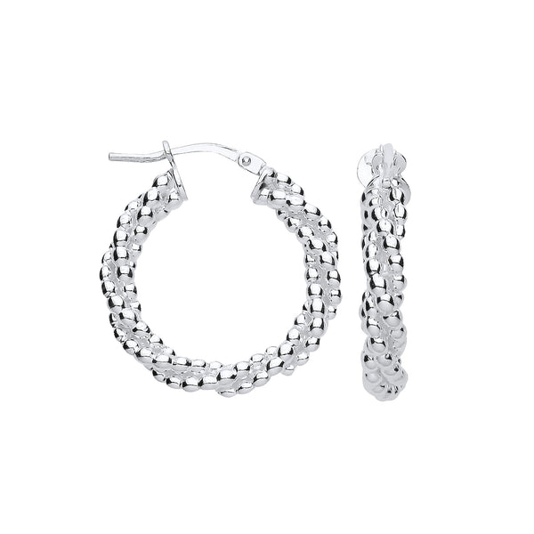 Sterling Silver Ring - Silver 22mm Beaded Hoop Earrings - by Hearts Forever Jewellers