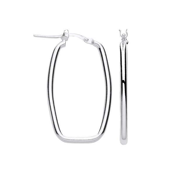 Sterling Silver Ring - Silver Rectangular Creole Earrings - by Hearts Forever Jewellers