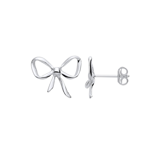 Sterling Silver Earrings - Silver Bow Studs - by Hearts Forever Jewellers